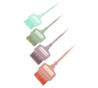 BIUDECO 4pcs Salon Hair Color Applicator Comb with Soft Bristles for Even Dye Coverage Versatile Highlight and Bleaching Brushes in Green Cyan Purple Pink Professional Hairdresser Tool for