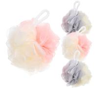 BIUDECO 4pcs Shower Loofah Mesh Bath Scrubbers Exfoliating Body Wash Balls Soft Spongy for Men and Women Large Two-Color Design for Gentle Skin Cleansing and Easy Lather