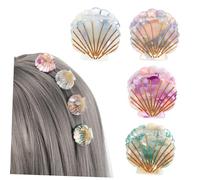 BIUDECO 4Pcs Small Shell Claw Hair Clips for Women Secure Grip Styling Accessories for Thin Thick Hair Cute Mini Clamps in Purple Green Pink Blue Gray