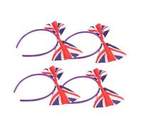 BIUDECO 4Pcs Uk Flag Bow Headbands Decorative Hair Accessories for Festivals Sports Competitions Carnivals Stylish Hair Bands for Teen and Women