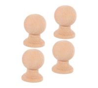 BIUDECO 4pcs Unfinished Wooden Finials for Crafting Small DIY Wood Accents Natural Texture Roman Style Home Furniture Decoration Khaki for Ornaments and Posts