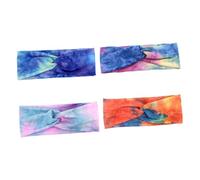 BIUDECO 4pcs Wide Tie-dye Sweat Bands for Women High Elastic Athletic Headbands Soft Lightweight Gym Yoga Running Hairbands to Absorb Sweat and Secure Hair