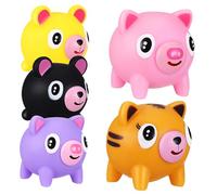 BIUDECO 5 Pcs Animal Squeeze Soft Squishy Cartoon Pig Bear Tiger Shapes Portable Stress Relief for Boys Birthday Party Favors and Desk Decoration
