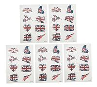 BIUDECO 5 Sets Portable Uk Flag Face Stickers Temporary Decorative Patriotic Decals for Soccer Match Fans Body Art Accessories