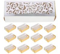 BIUDECO 50Pcs Hollow-out Rose Pattern Paper Treat Boxes for Weddings and Festivals Elegant Candy Wrapping Boxes with Delicate Artistic Design and Chic Favor Packaging for Parties and