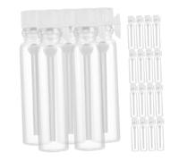 BIUDECO 50pcs Mini Glass Perfume Bottles with White Stoppers Travel Sampler Containers for Toiletries Skincare Essential Oils Compact Leak-resistant Small Jars Go Use