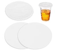 BIUDECO 50pcs Round Cup Paper Sealer Pads Spill Beverage Covers for Coffee Cups Easy to Use Leak Prevention Film for Cafes and Restaurants