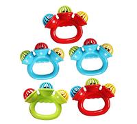 BIUDECO 5pcs Baby Hand Rattles Ring Shaker Soothing Teething Toys for Infants 0-3 Years Portable Silicone Early Education Bells for Boys and Girls Random Color