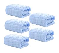 BIUDECO 5pcs Baby Muslin Washcloths Pure Cotton Soft Burp Cloths Baby Face Towels Drool Towels Newborn Essentials Blue
