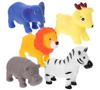 BIUDECO 5pcs Bath PVC Animal Water for Bath Play Elephant Lion Zebra Deer Hippo Accessories for Boys