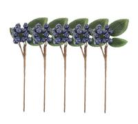 BIUDECO 5pcs Blue Berries Artificial Fake Berry Stems Waterproof Christmas Tree Decorations Realistic Stems Artificial Branch Decoration for Holiday Garland and Christmas Party Supplies