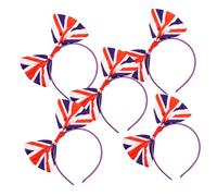 BIUDECO 5pcs British Flag Hair Clasp Bowknot Headbands for Festival Cheer Durable Decorative Headdress for Party Photo Props and British Celebration Accessories