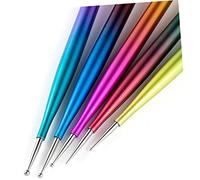 BIUDECO 5PCS Double Ended Nail Art Pen Set for DIY Manicure Reusable UV Gel Drawing Tools with Metal Gradient Handles for Line Drawing Flowers Patterns and Point