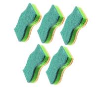 BIUDECO 5Pcs Double-Sided Wood Pulp Kitchen Dish Sponges Reusable Non-Oily Compact Wok Scrubbers for Cleaning of Plates Pots and Surfaces