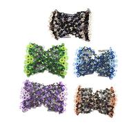BIUDECO 5pcs Elastic Beaded Hair Combs for Styling Acrylic Hair Clips Set that Will Not Hurt Scalp and Great Style