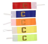 BIUDECO 5pcs Elastic Soccer Captain Armbands Stretchable Football Team Wraparound Bands for Youth Players Secure Fit Sports Leader Bands in Yellow Red Fluorescent Green