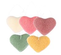 BIUDECO 5pcs Heart Shape Face Cleansing Puff Reusable Exfoliating Facial Makeup Sponges for Pore Removal and Oil Control for Skincare and Makeup Removal