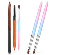 BIUDECO 5Pcs Nail Art Painting Pen Soft Brush Head Wooden Handle Manicure Tools for Cleaning Excess Polish Around Cuticles DIY Nail Extension Gel Random Color