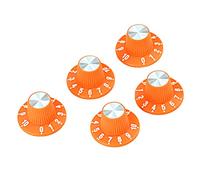BIUDECO 5pcs Orange Electric Guitar Volume Control Knobs Set with White Numbers, High Neck Potentiometer Accessories for Bass Guitar Tuning and Tone Adjustment