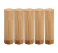 BIUDECO 5pcs Refillable Lipstick Containers Bamboo Lip Balm Tubes 5g 0.18oz Portable Mini Lip Gloss Tubes with Outstanding Resistance to Daily Wear for Vanity and Journey Use