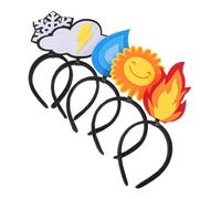 BIUDECO 5pcs Soft Felt Holiday Headbands Novelty Flame Water Drop Sun Cloud Snowflake Design Lightweight Comfortable Party Decorations for Birthday Events
