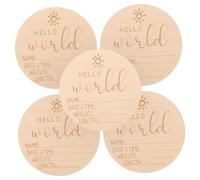 BIUDECO 5pcs Wooden Blocks Newborn Birth Announcement Sign Custom Sign for Photography