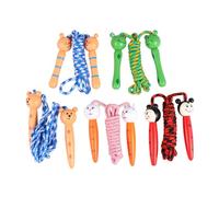 BIUDECO 5Pcs Wooden Handle Cartoon Jump Rope for Frog Little Man Bear Rabbit Designs Lightweight Durable Skipping Ropes for Exercise Outdoor Play and Fitness Training