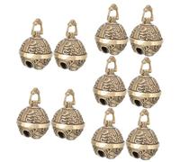 BIUDECO 5sets Vintage Brass Key Charm Pendant with Decorative Bell Shape for Keychain Necklace DIY Crafts Lightweight Bells for Home Decor and Unique Accessories 2pcs*5