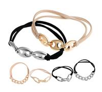 BIUDECO 6 Pcs Elastic Bracelet Hair Ties with Chain Rings Stretchy Hair Scrunchies for Women and Multi-use Bands and Wrist Accessories Comfortable Non-winding Ponytail Holders Black and
