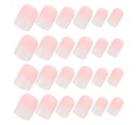 BIUDECO 6 Sets Elegant Short Square Press Nails Set Pink French Tip Gradient False Nail Extensions Full Cover Bridal Manicure Tips for Women Wedding Party Festival