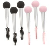 BIUDECO 6Pcs Double Head Makeup Sponge Brush with Eyebrow Brush Dual Sided Applicators for Foundation and Eyelash Mascara Sturdy Handle Soft Sponges Professional
