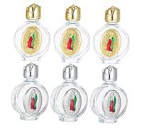 BIUDECO 6pcs Embossed Glass Holy Water Bottles Catholic Christian Water Vessel Decorative Portable Containers for Baptism Wedding Favors Church Home Travel