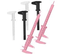 BIUDECO 6pcs Eyebrow Measuring Rulers Double Scale Calipers for Precise Eyebrow Makeup Portable Plastic Ruler Set in White Black and Pink for Beauty Professionals and Home Use