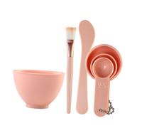 BIUDECO 6pcs Facial Mask Bowl Set for DIY Mask Making and Applying, Pink Synthetic Material Mixing Bowls with Rods, Skincare Tools for Personal Home Use