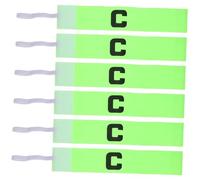 BIUDECO 6pcs Football Captain Armbands for Adults and Reusable Wear Resistant Soccer Team Leaders Bands with Print and Bright Green Color Suitable for Football Basketball Baseball Hockey