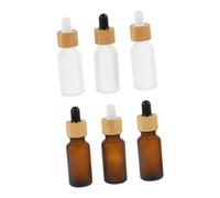 BIUDECO 6Pcs Frosted Glass Dropper Bottles with Bamboo Ring Caps Leak Essential Oil Containers for Travel Medicine Aromatherapy Multipurpose Random Color Random Color