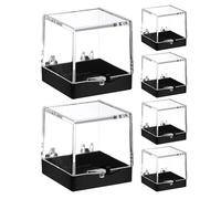 BIUDECO 6pcs Rectangle Storage Boxes with Lids for Model Collections and Collectibles, Stackable Plastic Display Cases with Portable Design, for Exhibitions and Offices