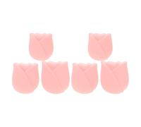 BIUDECO 6pcs Rose Shape Silicone Makeup Brush Holder Travel-Friendly Reusable Protector Covers with Transparent Soft Storage Case for Women Beauty Accessories Organizer
