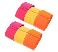 BIUDECO 6pcs Three-legged Race Elastic Tie Bands for Two People, Colorful Red Yellow Orange Straps, Outdoor Relay Race Game Supplies for Team Building and Birthday Parties