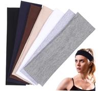 BIUDECO 7 Pcs Elastic Athletic Headbands Sweat Absorbing Yoga Sports Bands for Men Women with Multi Color Non Fade Skin Friendly for Running Fitness Cycling Tennis Workouts