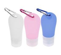 BIUDECO 7pcs Silicone Refillable Squeezable Cosmetic Bottles with Leakproof Sealing, Includes Pvc Bag and Keychains, Portable Travel Bottles for Shampoo and Liquid Storage Random Color