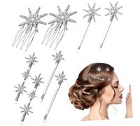 BIUDECO 8pcs Silver Rhinestone Hair Pins Sparkly Bobby Pins for Women Durable Decorative Hair Accessories for Weddings Updo Braids and Everyday Styling