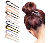BIUDECO 8pcs u Hair Pins Acetate Hair Forks for Women French Pins u Shape Design