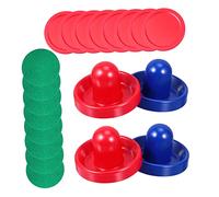 BIUDECO Air Hockey Pucks and Pushers Plastic Hockey Accessories with Thick Felt Pads for Table Game Replacement Ergonomic Design for Smooth Glide and Table Protection Kit in Blue and Red
