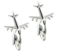 BIUDECO Airplane Cufflinks Classic and Contemporary Style Copper Material for Men 1 Pair with Sturdy Structure Silver Finish Shirt Cuff Links for Attending Parties or Daily Wearing