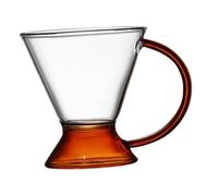 BIUDECO Amber Handle Glass Tea Cup Stylish Water Mug for Home Office Smooth-Edge Dessert and Coffee Glassware Safe Material for Hot Drinks