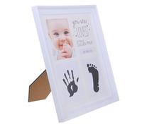 BIUDECO Baby Prints Hands and Feet Milestone Photo Frame for Newborn Keepsakes, White Abs and Glass, Desktop Decoration for Baby Shower and First Year Picture Memories