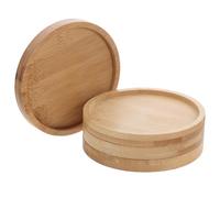 BIUDECO Bamboo Cup Mats 4Pcs 9.5Cm Round Coasters for DIY Mosaic Craft Kits, Heat-Resistant Drink Coasters for Water Glasses and Table Decor