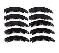 BIUDECO Banana Hair Clips Toothed Design and Spring Mechanism Plastic and Resin Material Strong Grip 10pcs Large Black Not Easy to Fall for Women for Work and Taking a Shower