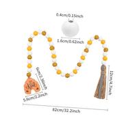BIUDECO Bee Day Wood Beaded Garland with Tassel Pendant Rustic Decorative Wooden Beads Hanging Ornament for Wall Door Tree Bee Festival Celebration Craft Decor